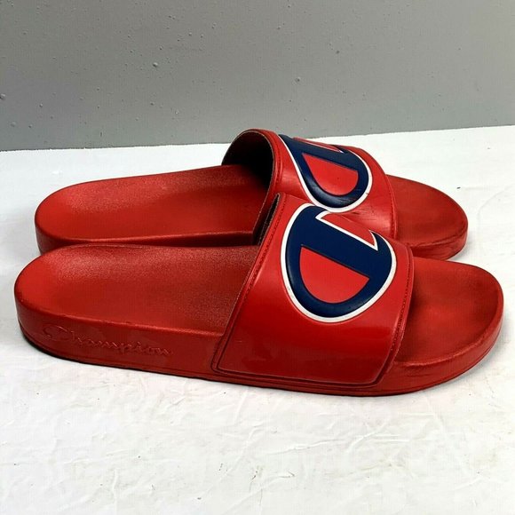 Champion Shoes | Champion IPO Slides Red Size 11 Men Large Logo C Sports | Color: Red | Size: 11 | Barrettboutique's Closet